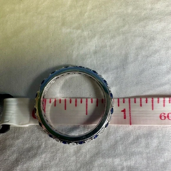 TACORI 925 Sterling Silver Eternity Band CZ Blue Colored Stones; SZ 7.5 - Picture 8 of 8